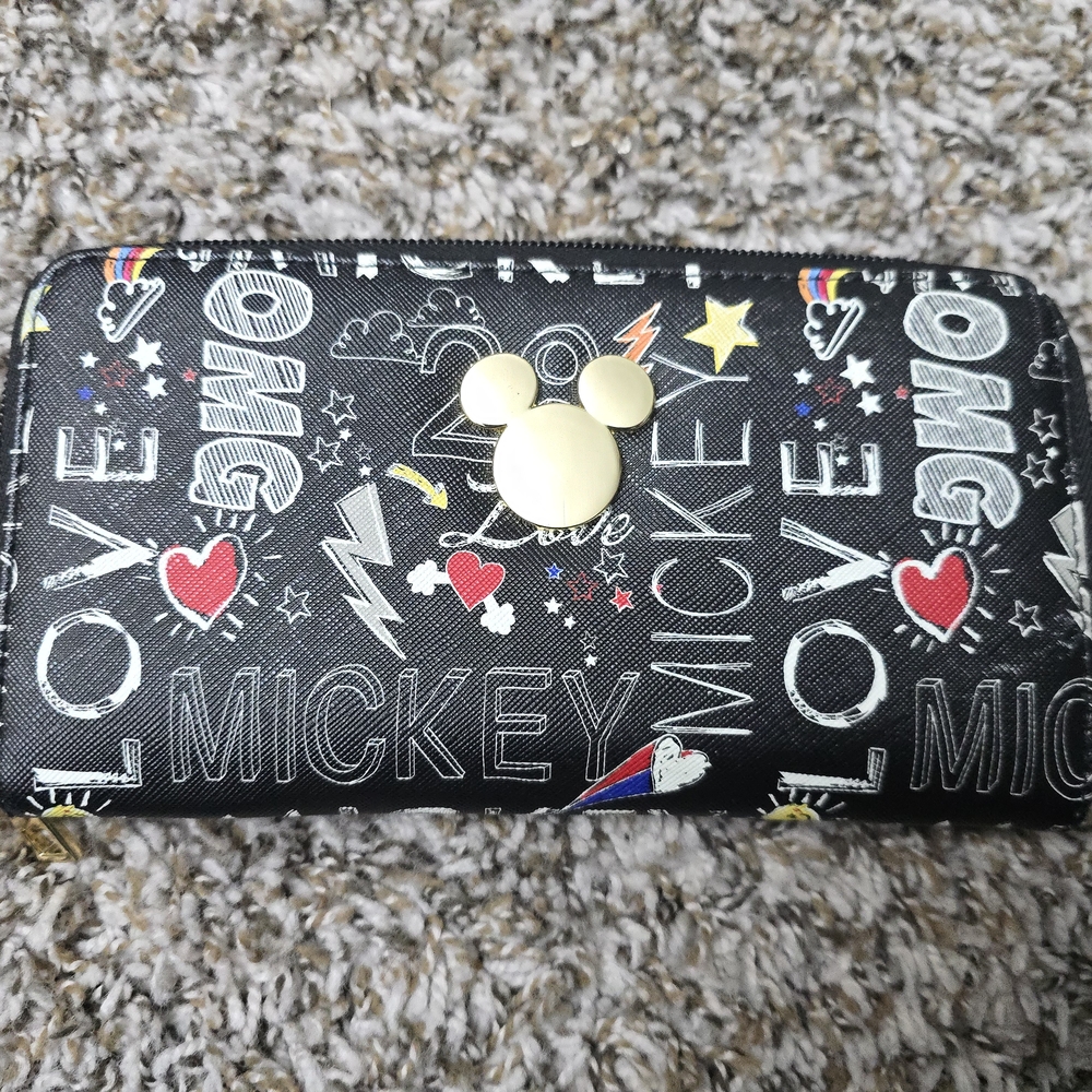 Mickey Mouse Black Wallet with Colorful Accents